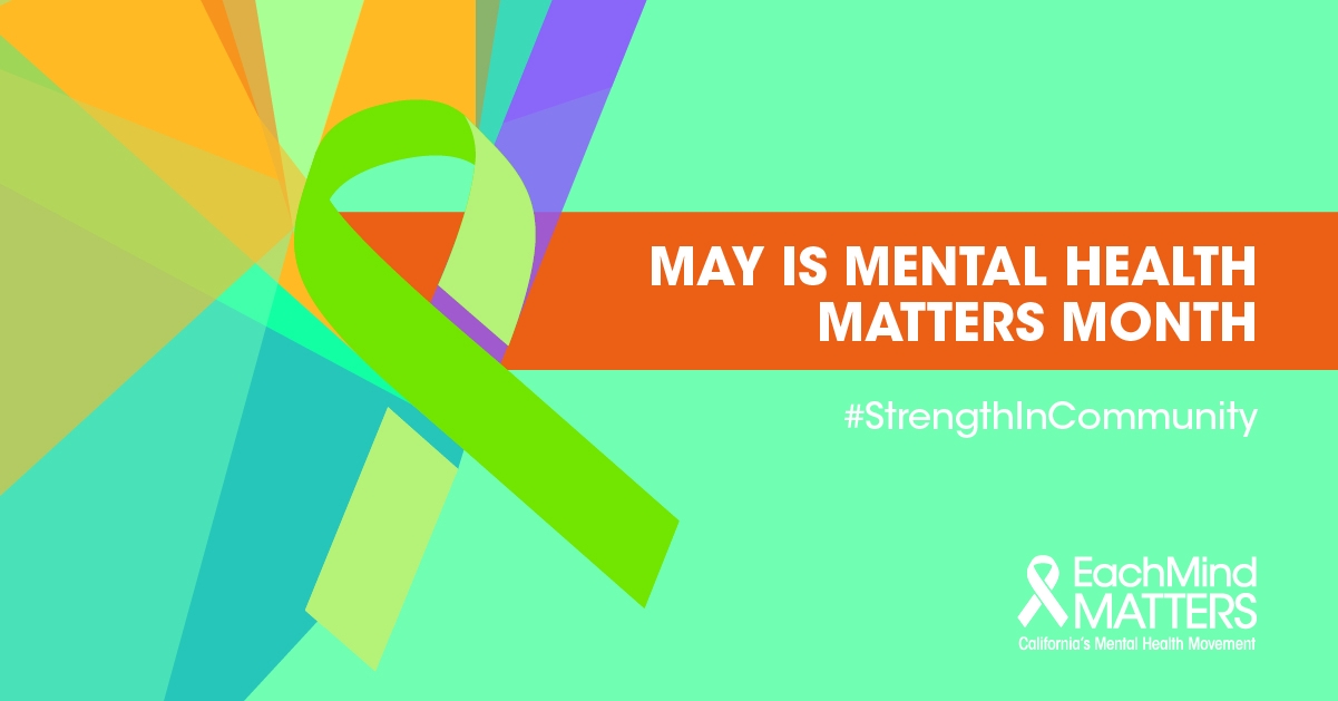 May is Mental Health Matters Month graphic with green ribbon